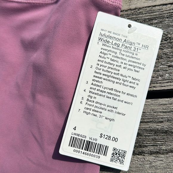 lululemon Align High-Rise Wide-Leg Pant 31" size 4 Velvet Dust NWT - Picture 3 of 5